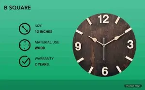 B Square Handcrafted Wooden Wall Clock
