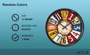 Random Colours Round Plastic Wall Clock