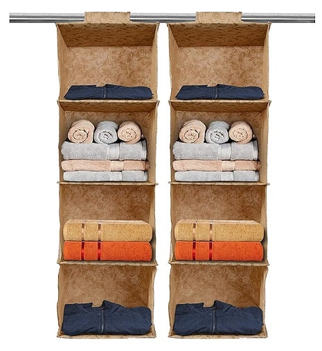 Kuber Industries Metalic Floral Print Cloth Organizer