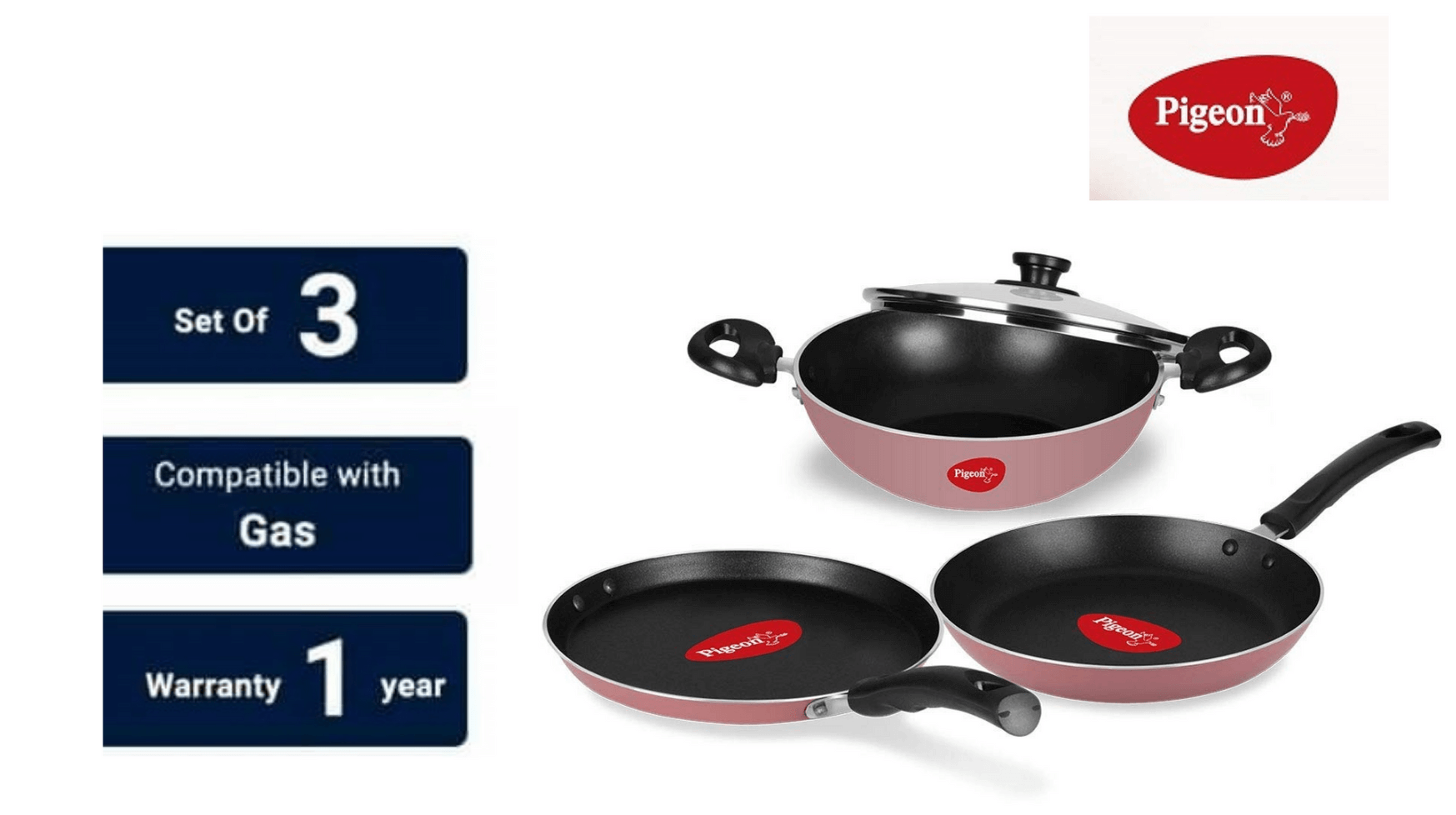 Pigeon by Stovekraft Basics Induction Base Non-Stick Cookware Set